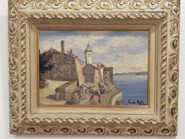 Vintage Seaside Oil Painting, Signed Franta Maly