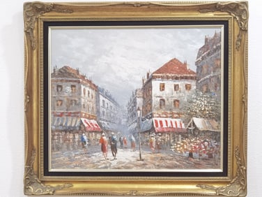 Paris Street Scene Oil Painting by Caroline Burnet