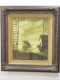Seascape Oil Painting on Canvas, Signed Lie