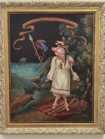 1980 Contemporary Surrealist Oil Painting, Signed