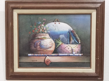Vintage Still Life Oil Painting on Canvas, Signed