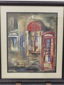 Vintage Street Oil Painting on Canvas, Signed