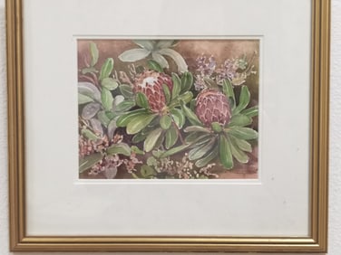 Vintage Floral Watercolor Painting, Signed Lee Rom