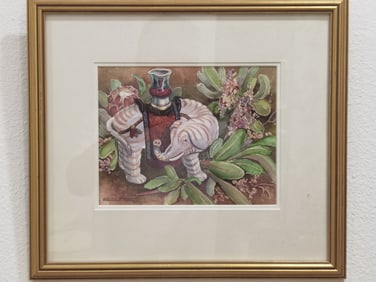 Vintage Floral Watercolor Painting, Signed Lee Rom