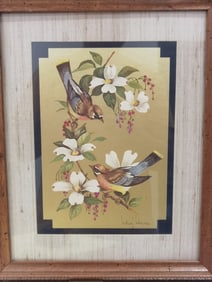 Vintage Bird and Floral Print, Signed William J. W