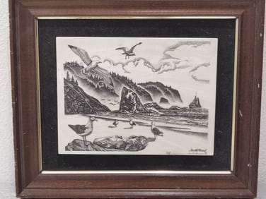 Hand Etched Wall Art, Signed J. Anderson