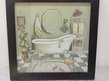 Vintage Glass Bath Art