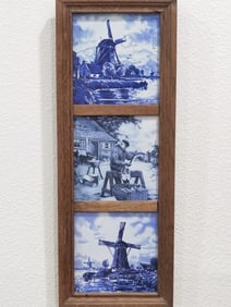 Vintage English Blue and White Tile Wall Art