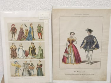 (2) Vintage Victorian Clothes Pattern Prints