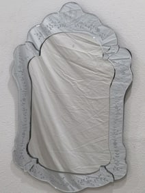 Vintage Venetian Etched Glass Mirror