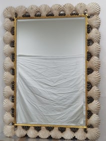 Vintage Wood Carved Shell Frame Mirror