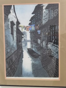 Vintage Chinese Limited Ed. Landscape Print, Signe