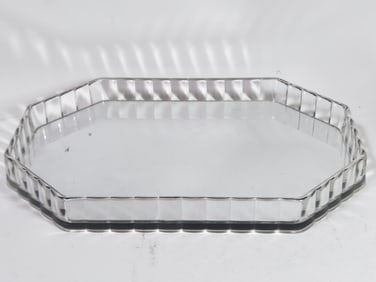 Vintage Octagonal Mirror Glass Tray