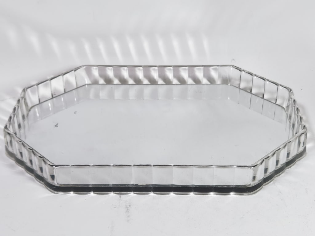 Vintage Octagonal Mirror Glass Tray (1 of 3)