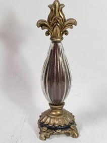 Vintage Gold & Clear Fleur-de-lis Finial Obelisk