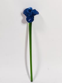 Vintage Murano Italy Art Glass Blue Flower