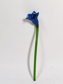 Vintage Murano Italy Art Glass Blue Flower