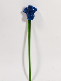 Vintage Murano Italy Art Glass Blue Flower