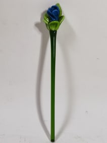 Vintage Murano Italy Art Glass Blue Flower