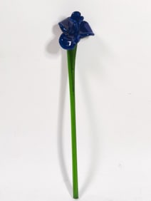 Vintage Murano Italy Art Glass Blue Flower