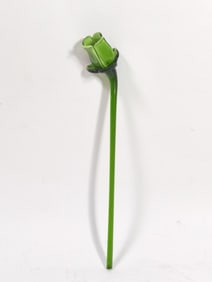 Vintage Murano Italy Art Glass Green Flower