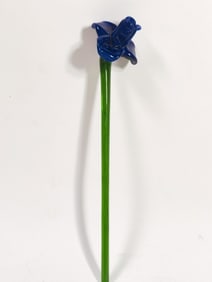 Vintage Murano Italy Art Glass Blue Flower