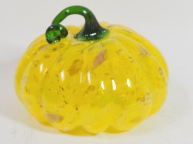 Vintage Murano Italy Yellow Art Glass Pumpkin
