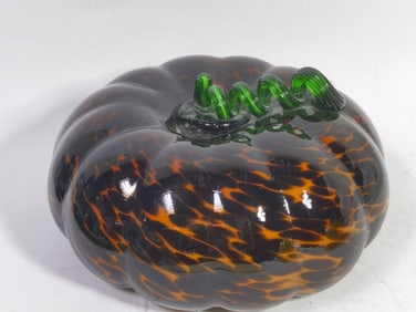 Vintage Murano Italy Amber Art Glass Pumpkin