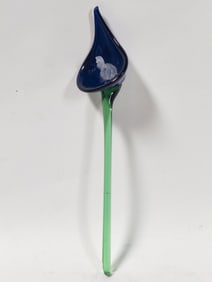Vintage Murano Italy Art Glass Blue Flower