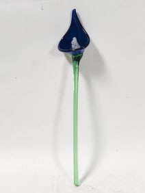 Vintage Murano Italy Art Glass Blue Flower