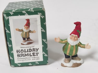 1993 Fitz & Floyd Holiday Hamlet Welcoming Elf