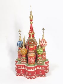 Vintage Russian Hand Painted Wood Saint Basil's Ca