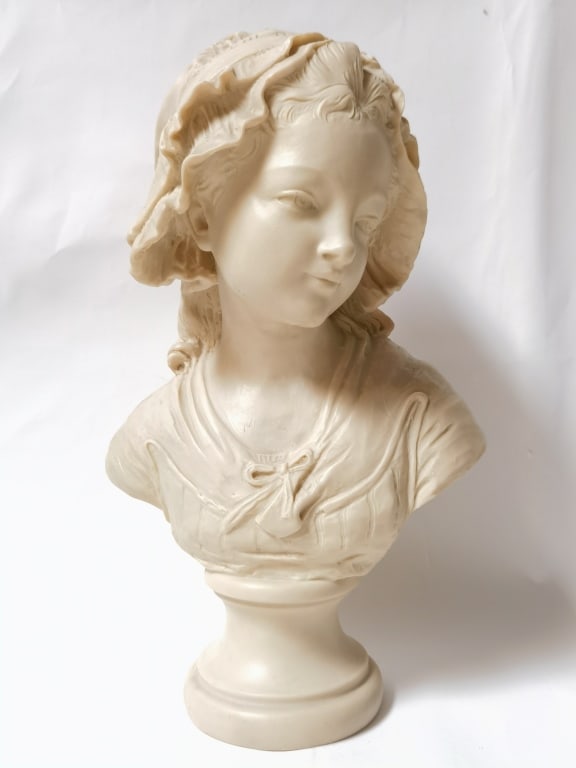 Vintage Resin Bust of Girl, Signed Grinam Niam (1 of 6)