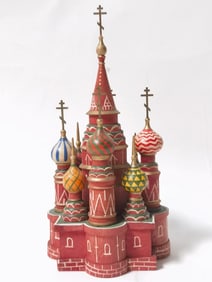 Vintage Russian Hand Painted Wood Saint Basil's Ca