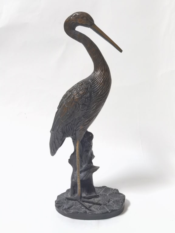 Vintage Bronze Crane Sculpture (1 of 5)
