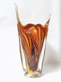 Vintage Murano Italy Clear Overcast Art Glass Vase