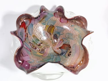 Vintage Murano Italy Glitter Art Glass Bowl