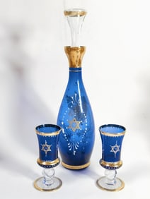 Vintage Murano Hanukkah Glass Decanter Set