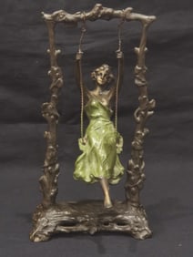 Vintage Art Nouveau Moreau Bronze Sculpture