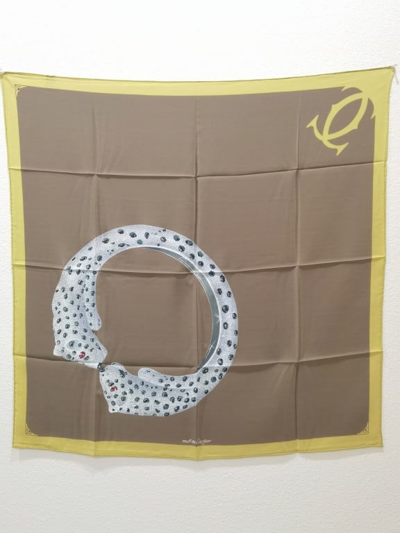 Vintage Cartier Silk Scarf: Vintage Cartier Silk Scarf, 32in