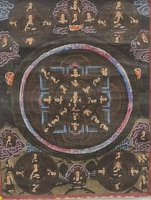 Vintage Chinese Tibetan Mandala Thangka
