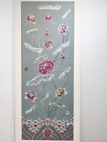 Large 19th C. Chinese Lotus Embroidery