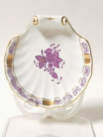 Herend Hungary Porcelain Purple Shell Dish