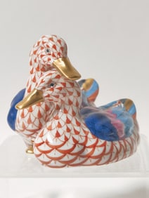 Herend Hungary Porcelain Red Ducks Figurine