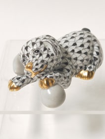 Herend Hungary Porcelain Black Dog Figurine