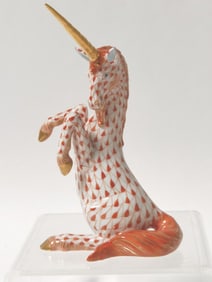 Herend Hungary Porcelain Red Unicorn Figurine