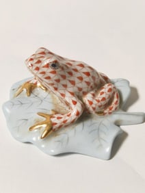 Herend Hungary Porcelain Red Frog Figurine