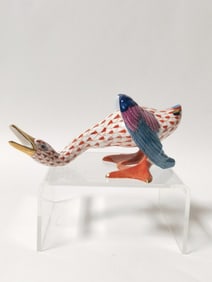 Herend Hungary Porcelain Red Swan Figurine