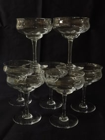 (7) Baccarat France Crystal Capri Optic Champagne