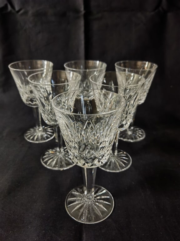 (6) Waterford Crystal Lismore Claret Wine Glasses: (6) Waterford Crystal Lismore Claret Wine Glasses, 6in